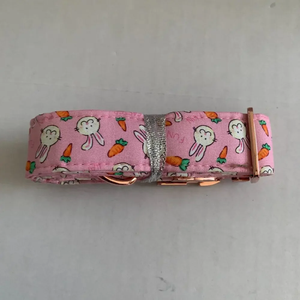 Unique Style Paws Adjustable Cotton Dog Collar With Bowtie Large Dog